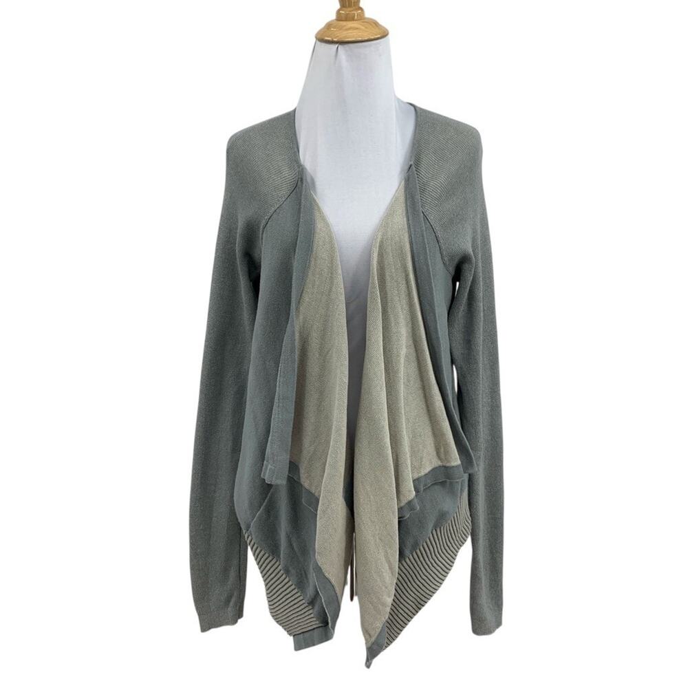 Cabi Cardigan Womens Medium Lighthouse Cotton Open Front Draped Pockets Sweater